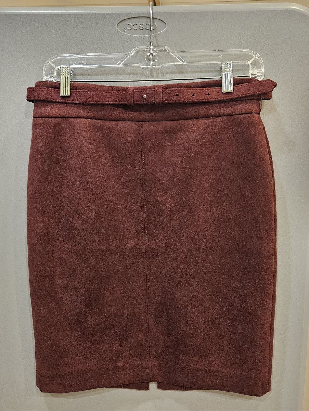 Ann Taylor Women’s Faux Suede Pencil Skirt in Burgundy